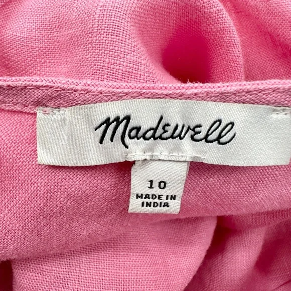 SOLD* Madewell Irene 100% Linen Cross Back Sleeveless Crop Top Pink - Picture 8 of 9